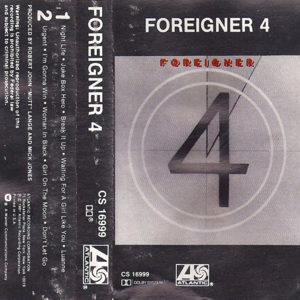 Foreigner ‎– 4 - Audio Cassette Tape With Case and Insert
